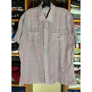 Vintage Stetson Men’s Short Sleeve Western Pearl Snap Striped Shirt Size 17 XL